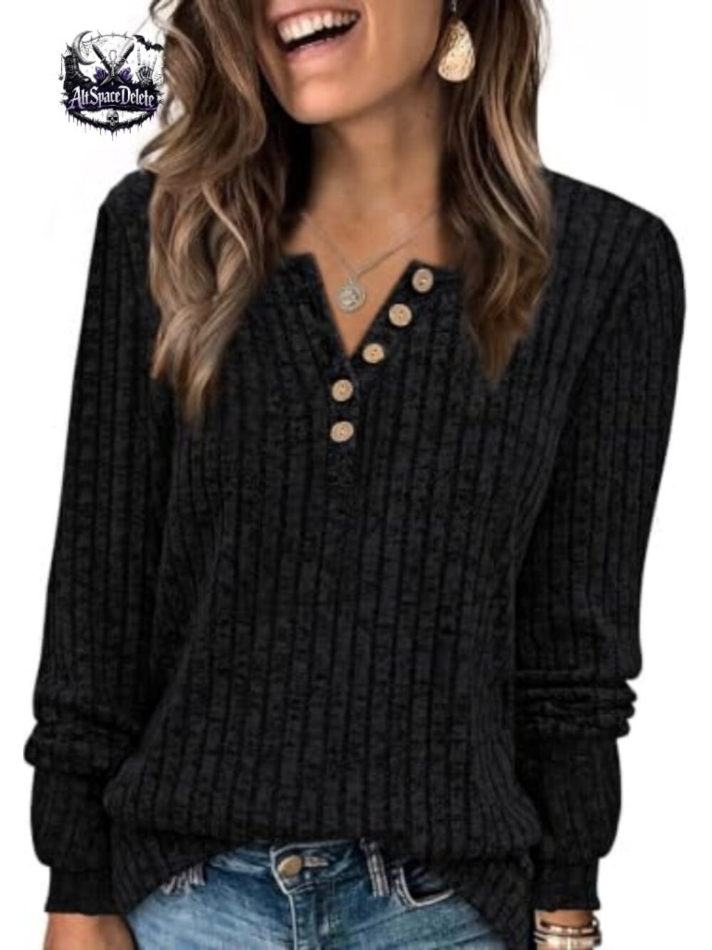 Women's Winter Tunic Sweater Long Sleeve Henley Button Front